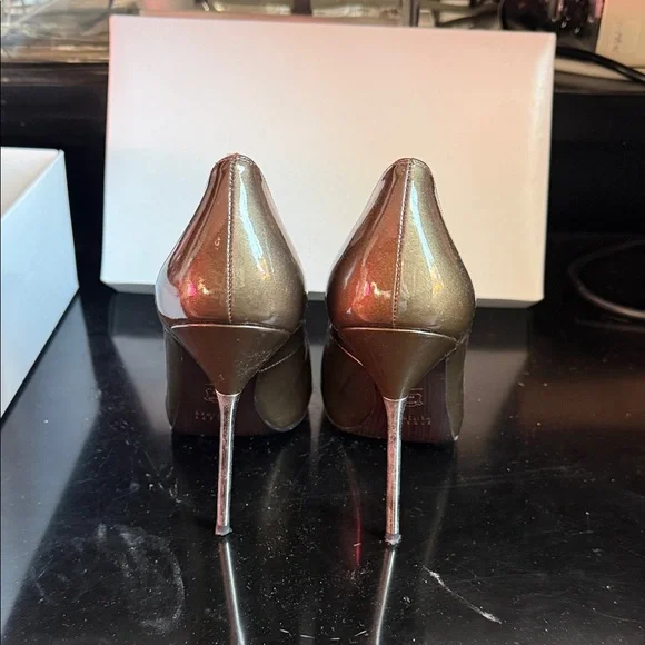 Stuart Weitzman Iridescent Brown Pointed-Toe Stiletto Pumps - Picture 4 of 5